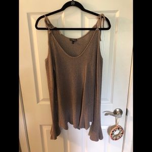 Express cold shoulder light- knit sweater